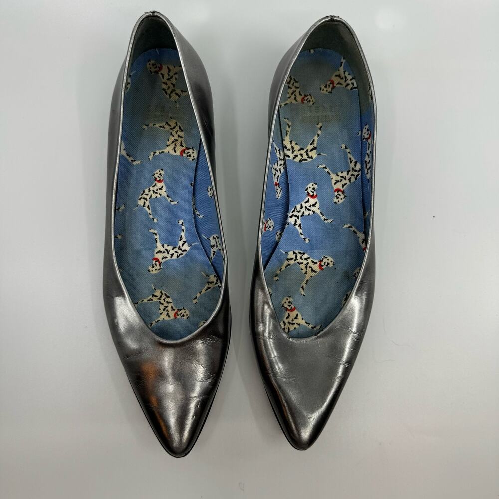 Stuart Weitzman metallic silver pointed toe flats size 7